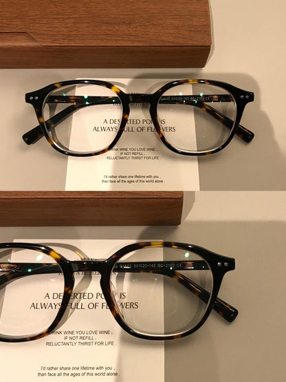 Retro Rounded Eyeglass Frames | Broad Temples front view