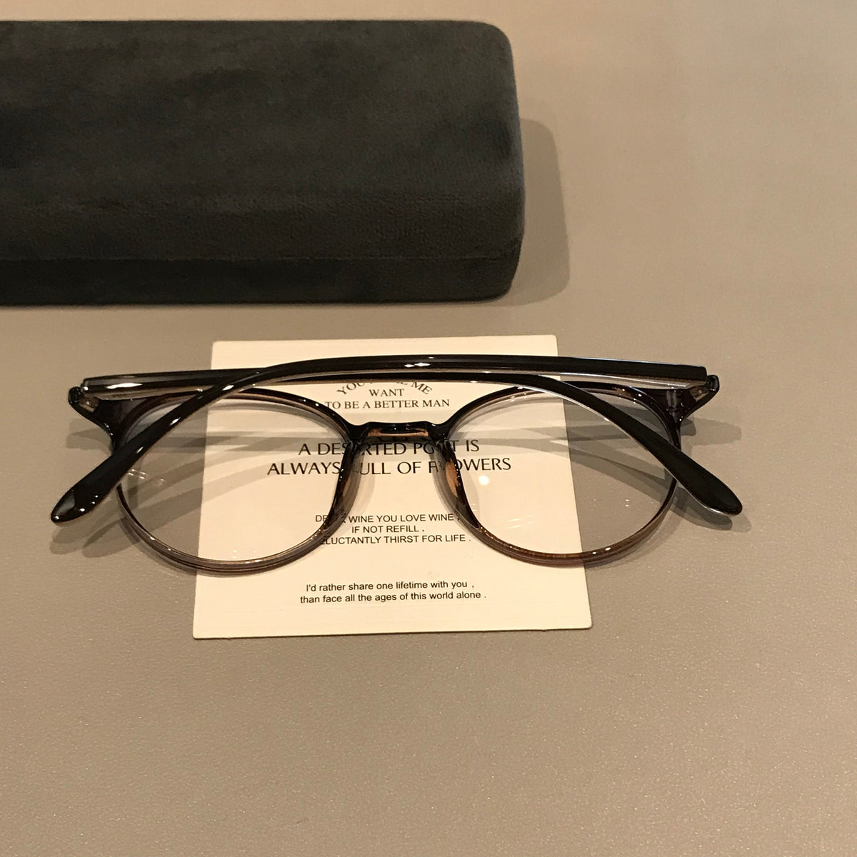 Compact Oval Eyeglass Frames | Cream Brown frame detail