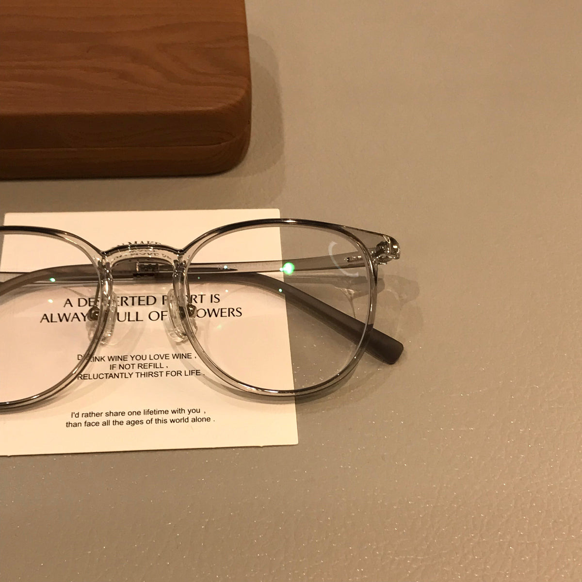 Transparent Round Eyeglass Frames | Coconut Gray front view