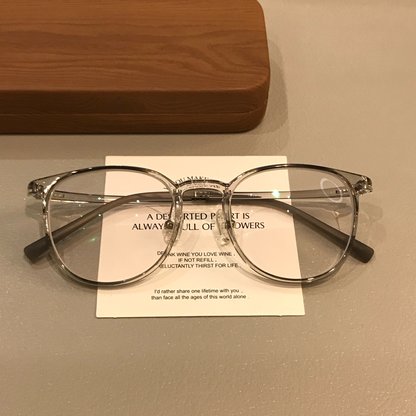 Transparent Round Eyeglass Frames | Coconut Gray side view