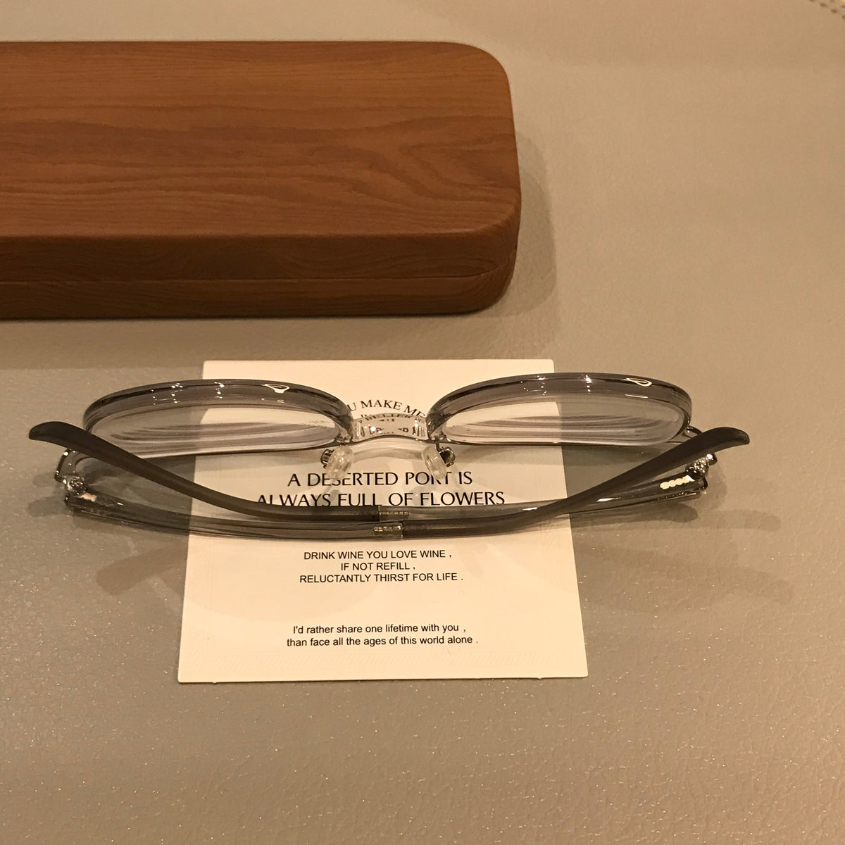 Transparent Round Eyeglass Frames | Coconut Gray frame detail