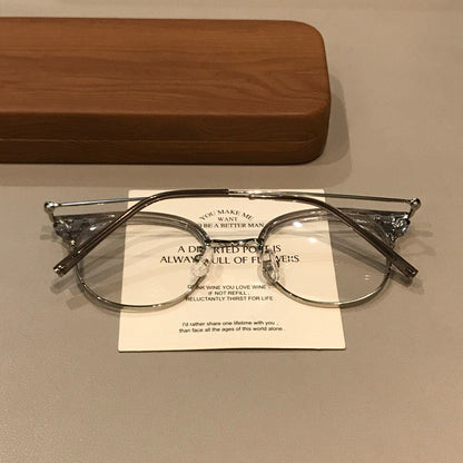 Curved Browline Frames | Brown Gold or Clear Gray additional product view