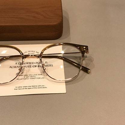 Curved Browline Frames | Brown Gold or Clear Gray frame detail