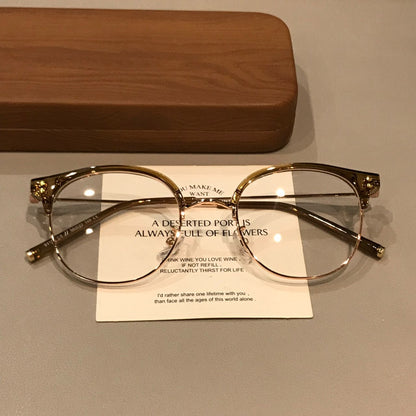Curved Browline Frames | Brown Gold or Clear Gray side view