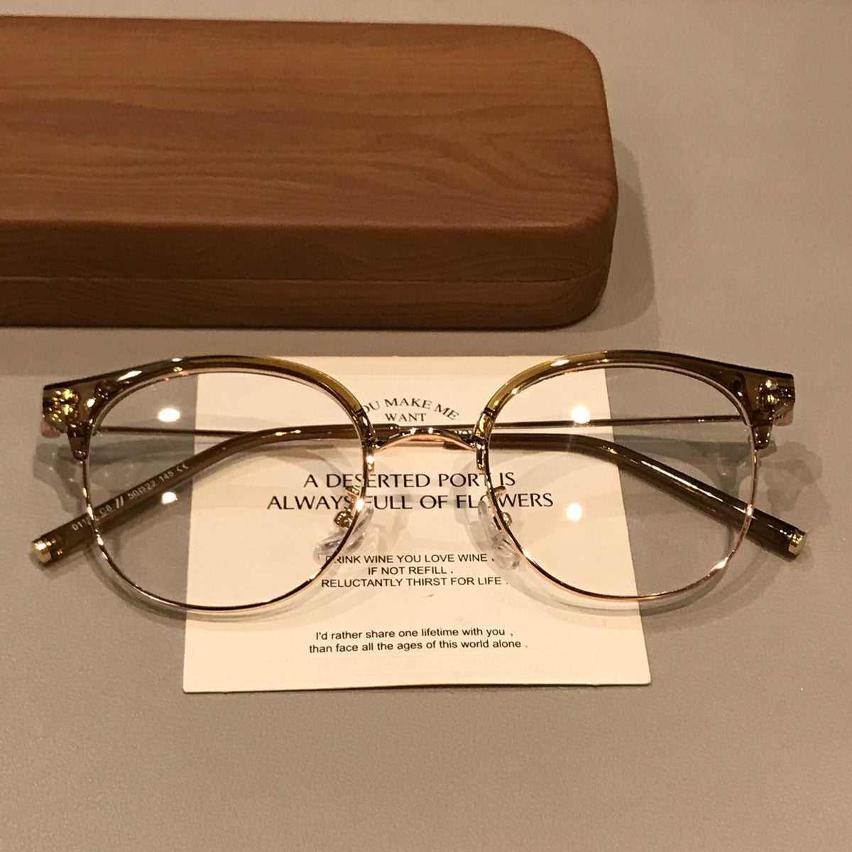 Curved Browline Frames | Brown Gold or Clear Gray - Tea Brown/Gold