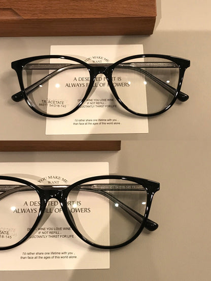 Cat-Eye Eyeglass Frames | Amber Brown or Black front view