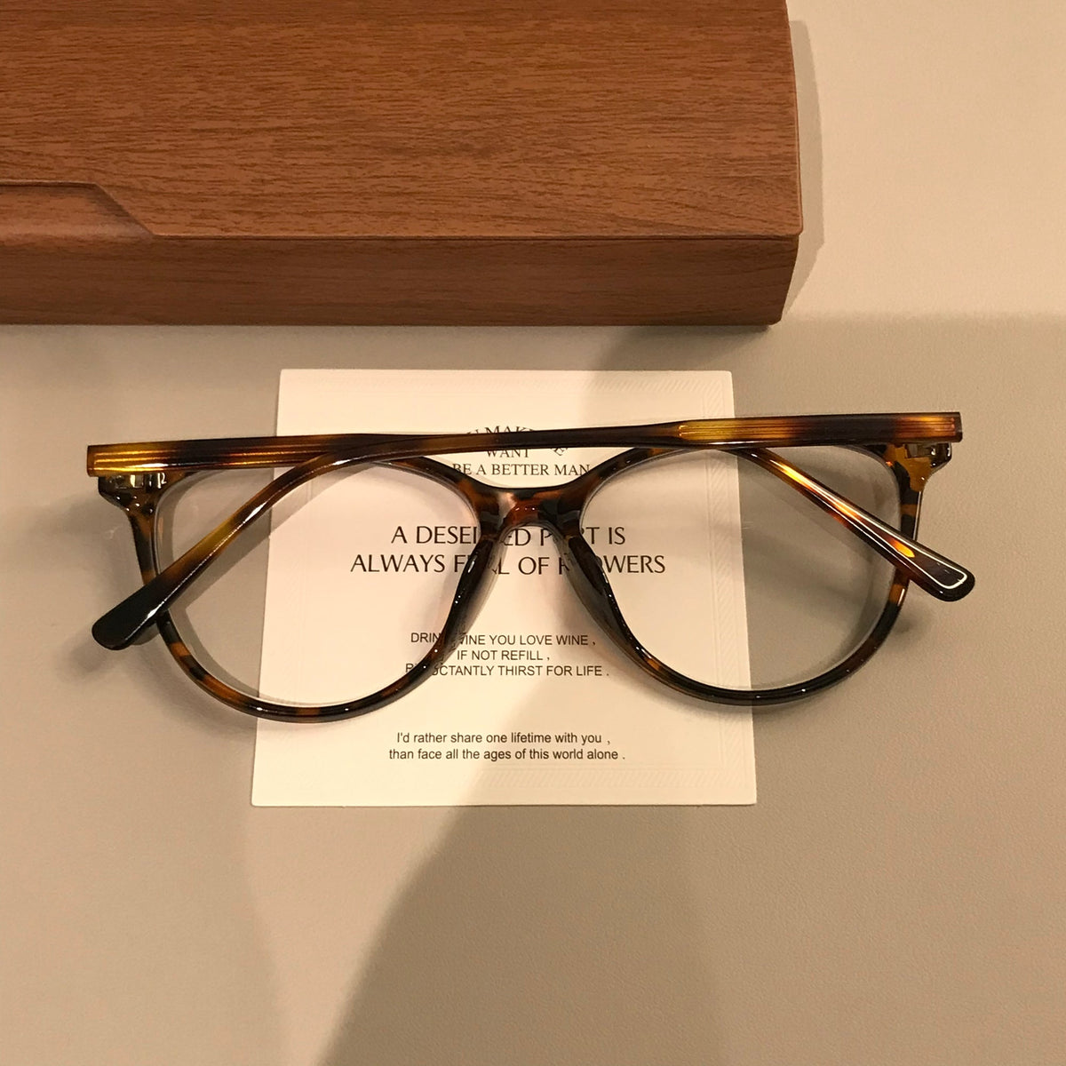 Cat-Eye Eyeglass Frames | Amber Brown or Black temple detail