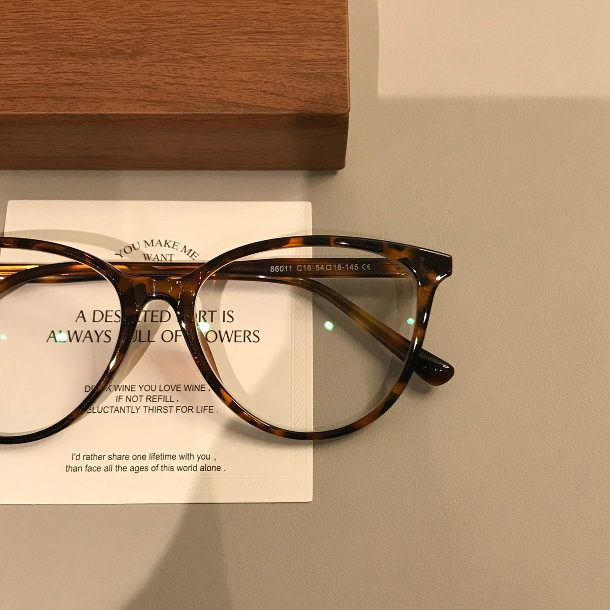 Cat-Eye Frame-Only Eyeglasses with Upturned Corners, Amber Brown or Black