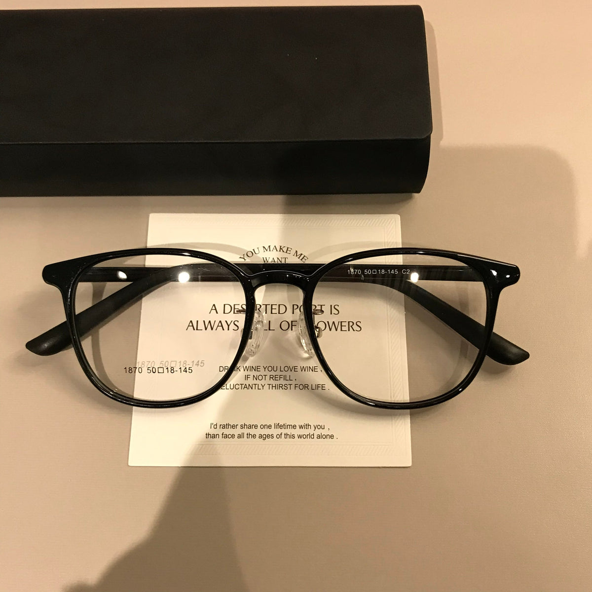 Compact Round Eyeglass Frames | Corner Accents - Black