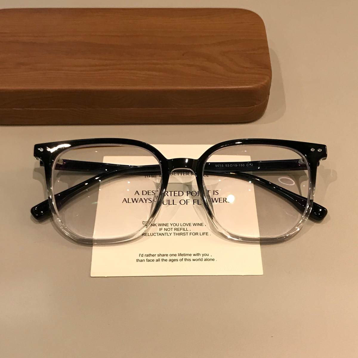 Geometric Square Eyeglass Frames | Size Options - Transparent Gradient Black