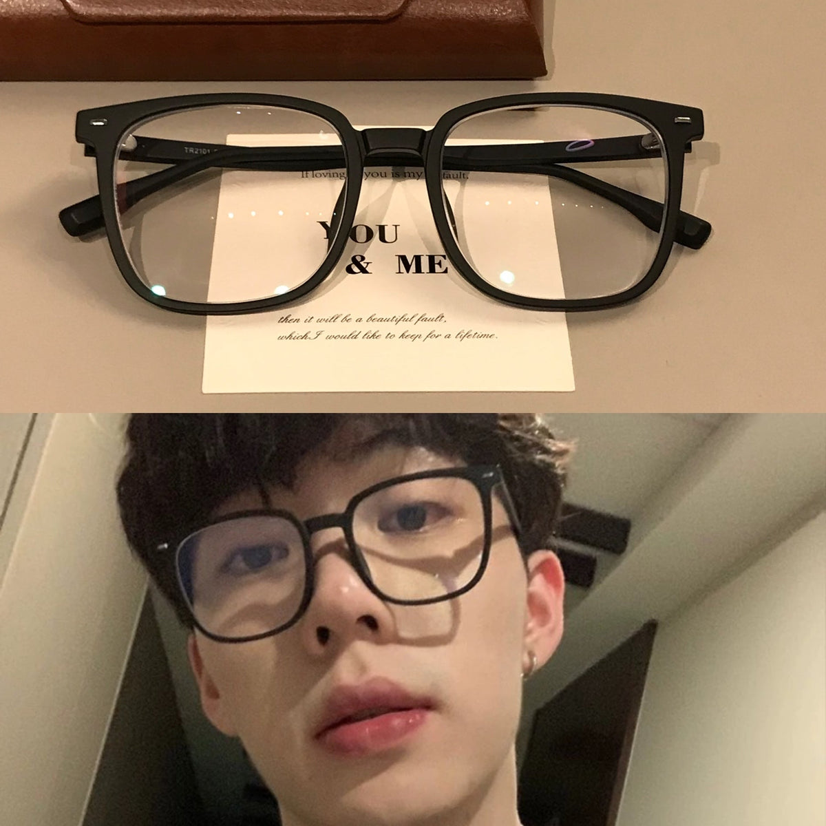 Geometric Square Eyeglass Frames | Size Options side view