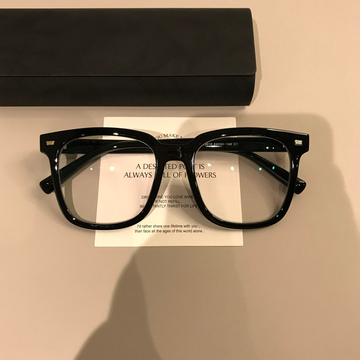 Square Black Eyeglass Frames | Straight Brow front view