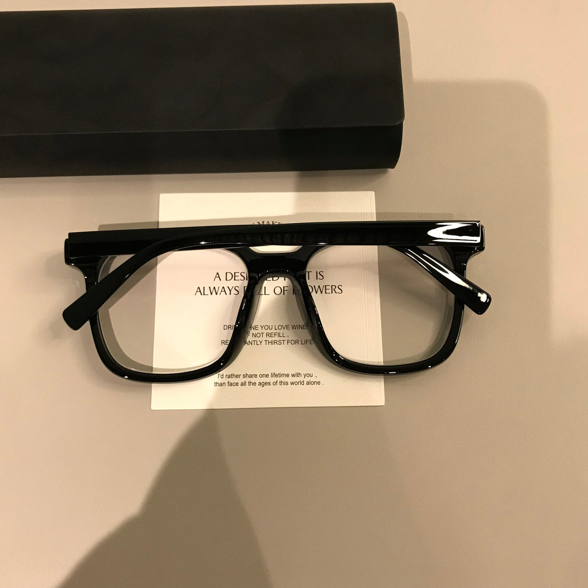 Square Black Eyeglass Frames | Straight Brow frame detail