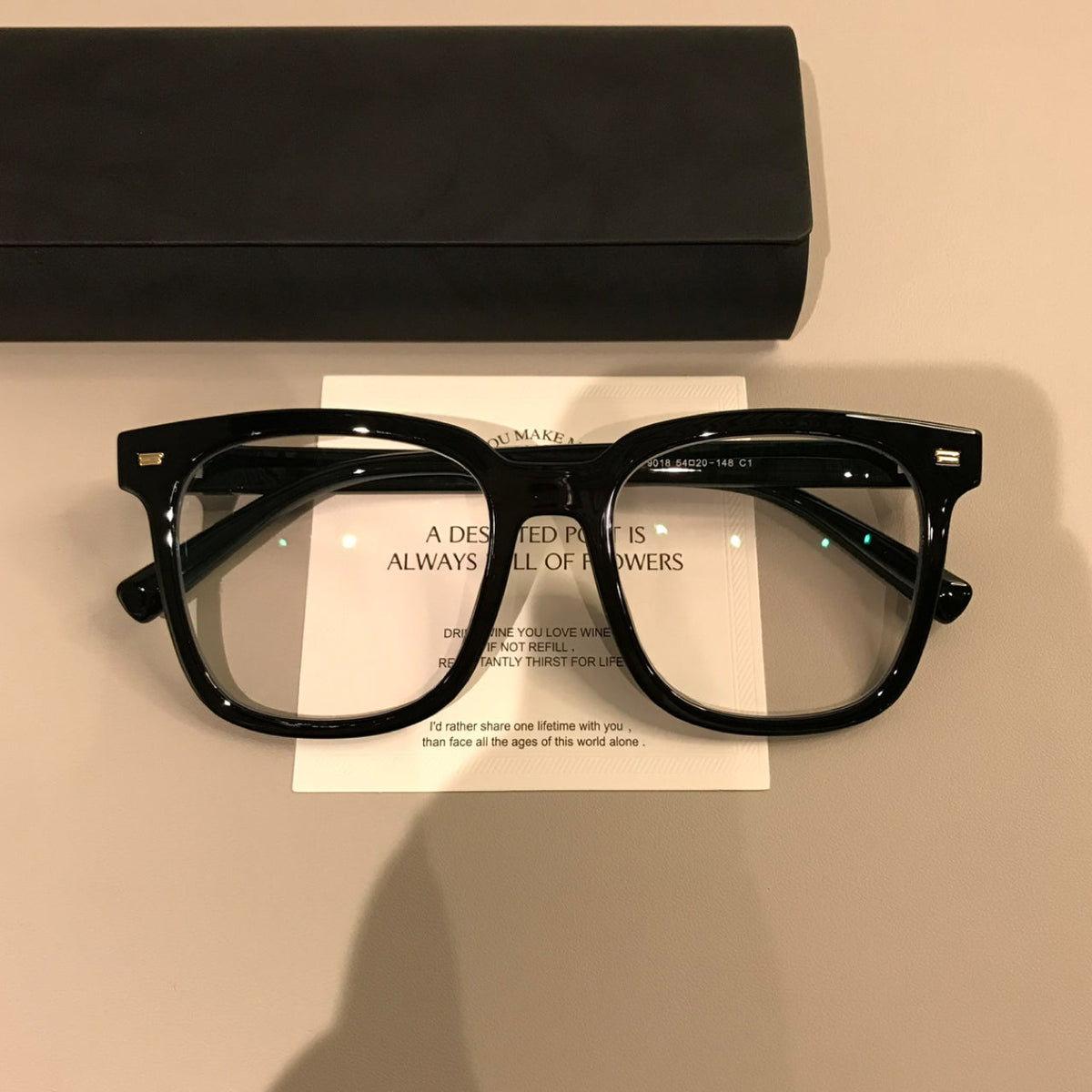Square Black Eyeglass Frames | Straight Brow - Black