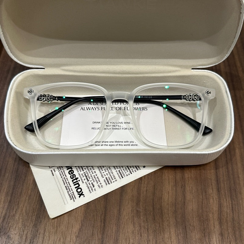 Square Eyeglass Frames with Soft Corners and a Matte Finish, White