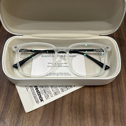 Matte White Square Eyeglass Frames