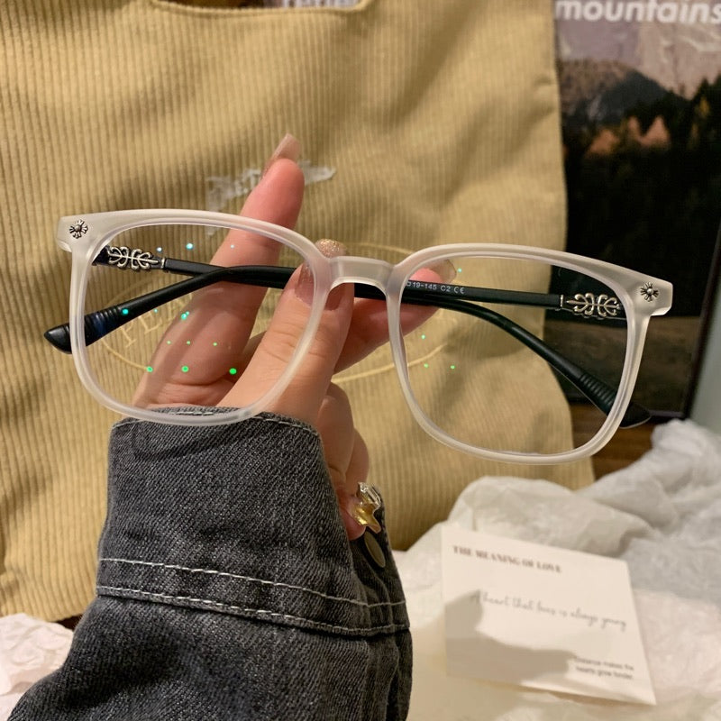 Matte White Square Eyeglass Frames front view