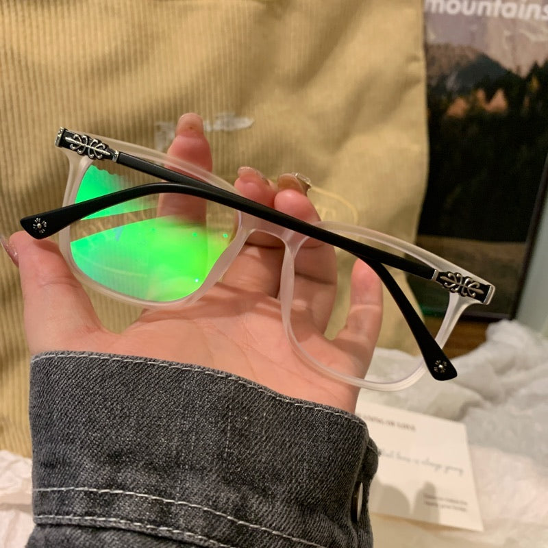 Square Eyeglass Frames with Soft Corners and a Matte Finish, White