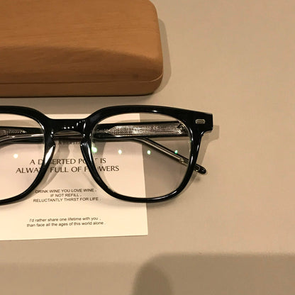 Men's Thick-Rim Rectangle Eyeglass Frames temple detail