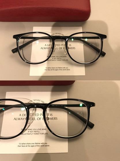 Thin-Rim Square Eyeglass Frames | Black front view