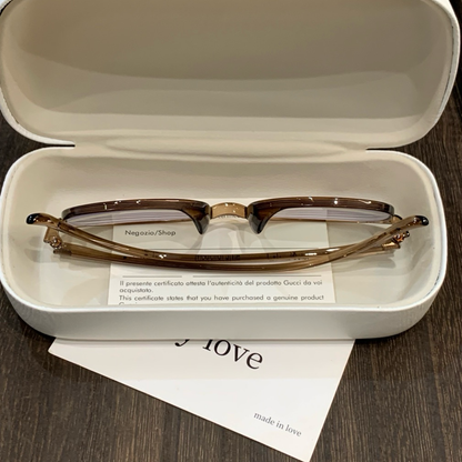 Thin-Rim Round Frames | Cool Tea Brown frame detail