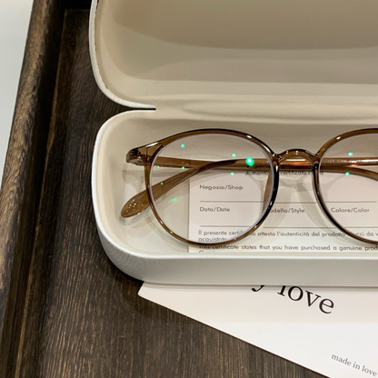 Thin-Rim Round Frames | Cool Tea Brown side view