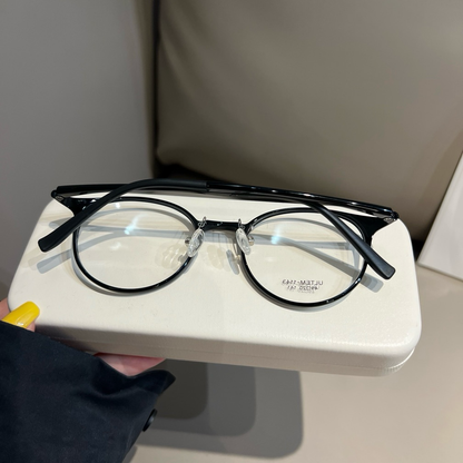 Compact Round Frames | Chestnut Brown or Black temple detail