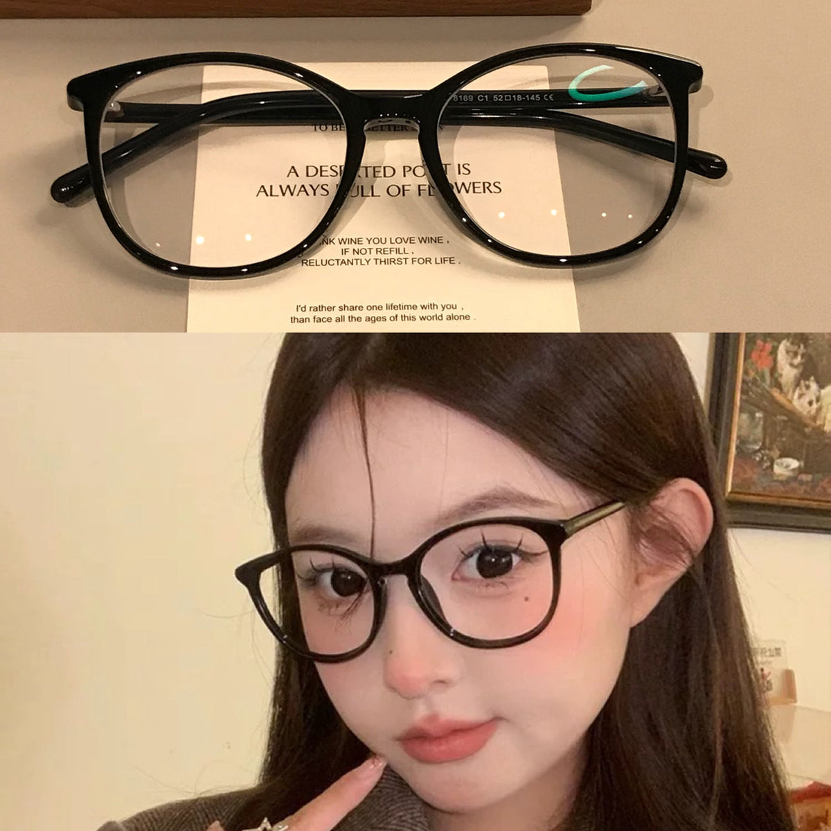 Rounded Square Frames | Slim Temples, Five Colors - Black