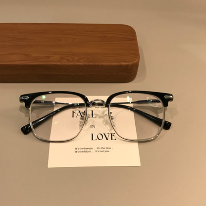 Men's Browline Frames | Black Gold or Silver lens detail