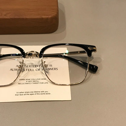 Men's Browline Frames | Black Gold or Silver front view