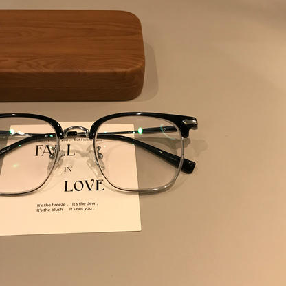 Men's Browline Frames | Black Gold or Silver temple detail