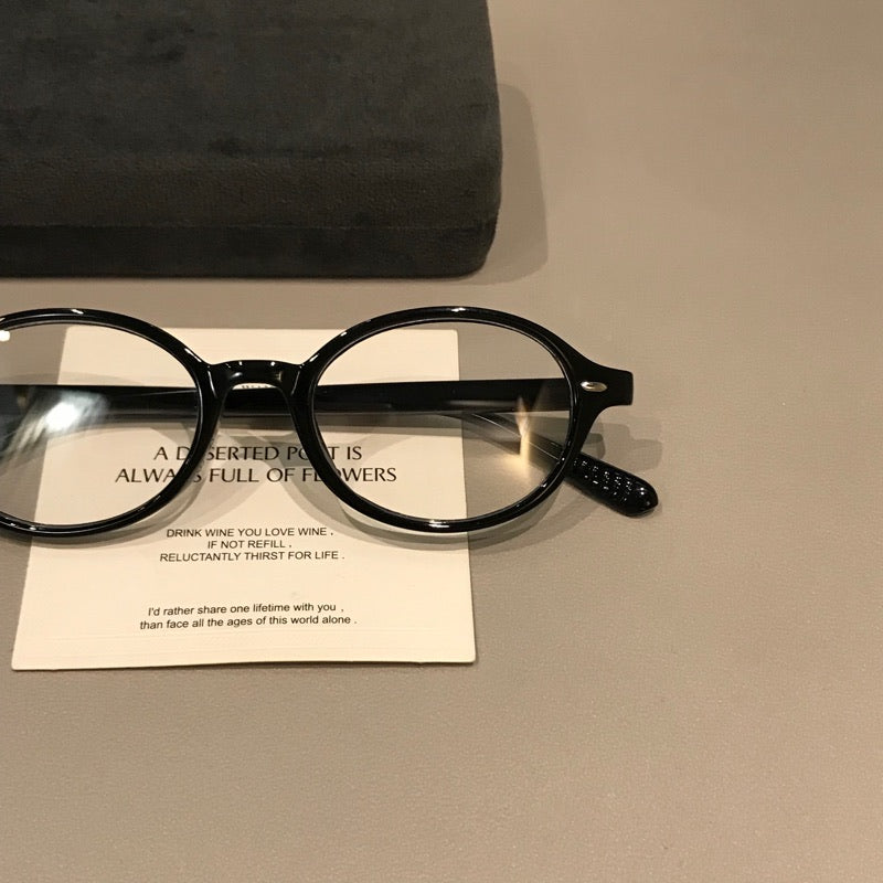Retro Round Eyeglass Frames | Thick Black Rims side view