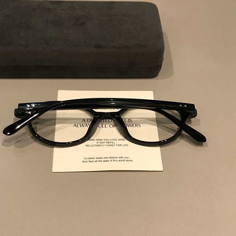 Retro Round Eyeglass Frames | Thick Black Rims front view