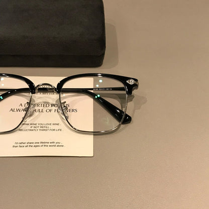 Men's Rectangle Browline Eyeglass Frames front view