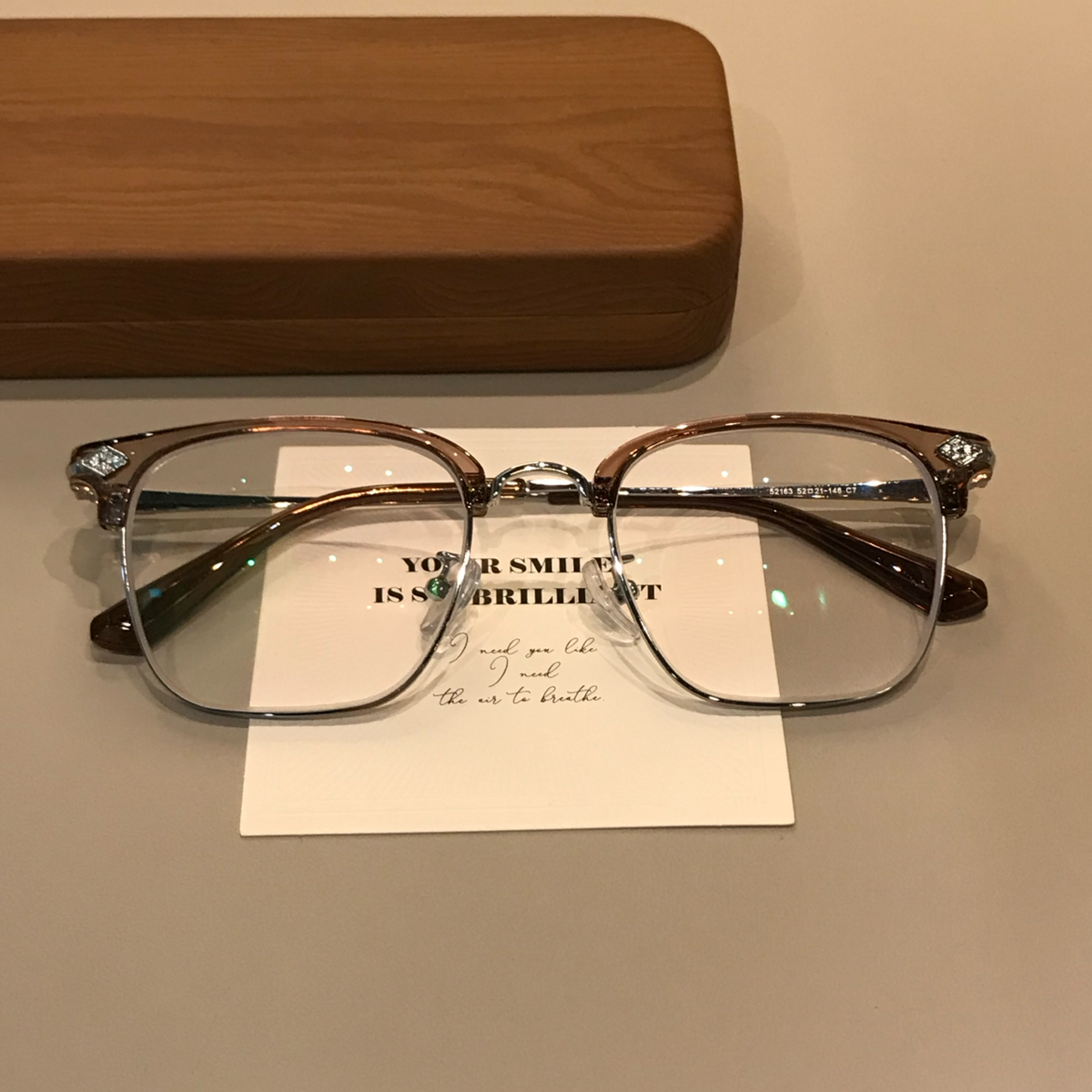 Men's Browline Eyeglass Frames with a Rectangular Front, Black/Silver or Cool Tea Brown