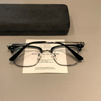 Men's Rectangle Browline Eyeglass Frames frame detail