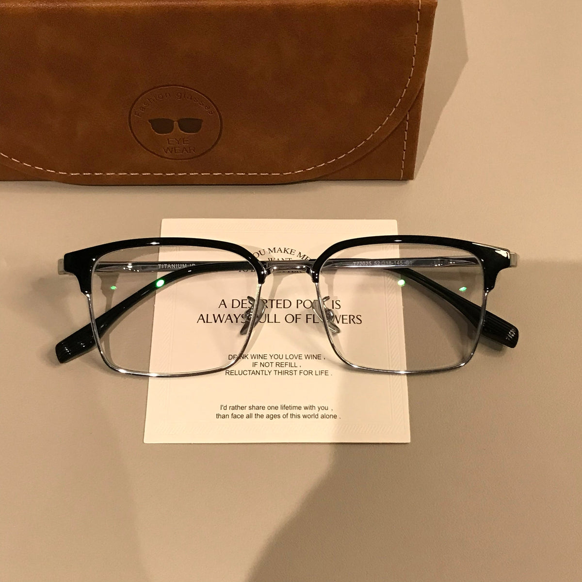 Men's Rectangular Browline Frames | Black Silver - Black/Silver