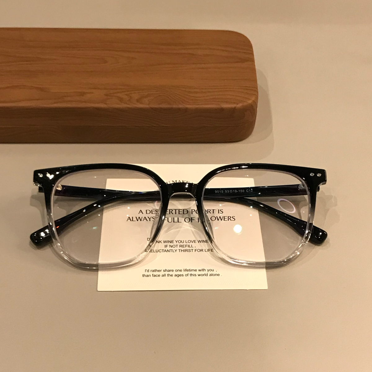 Men's Oversized Square Eyeglass Frames with a Gradient Finish, Black