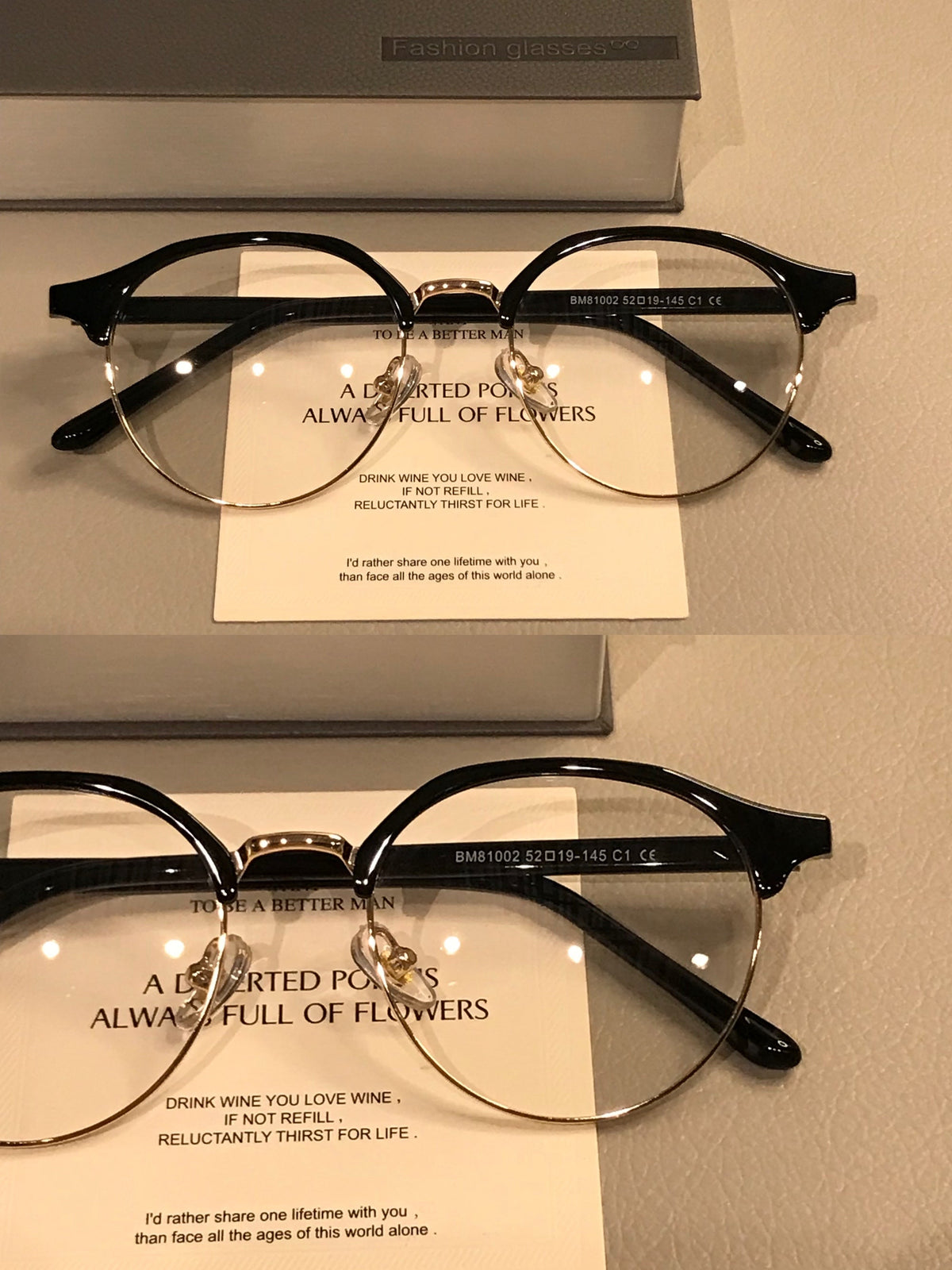 Men's Oval Browline Eyeglass Frames lens detail