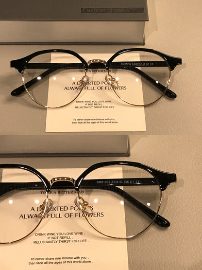 Men's Oval Browline Eyeglass Frames lens detail