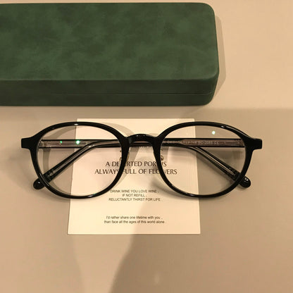 Men's Slim Round Eyeglass Frames | Black