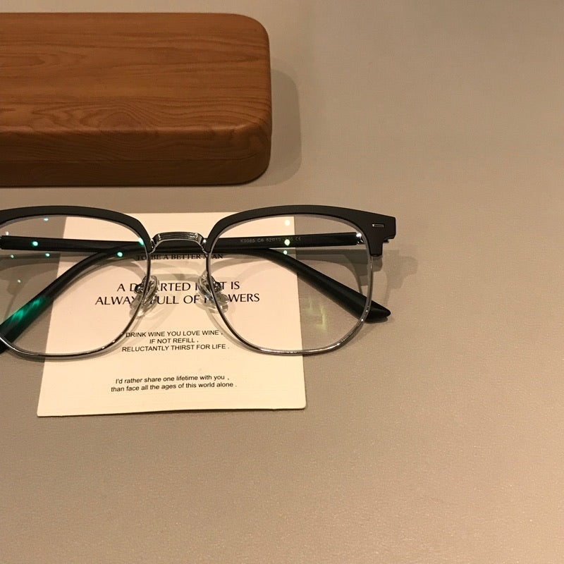 Men's Matte Black Browline Eyeglass Frames frame detail