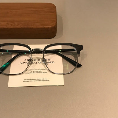 Men's Matte Black Browline Eyeglass Frames frame detail