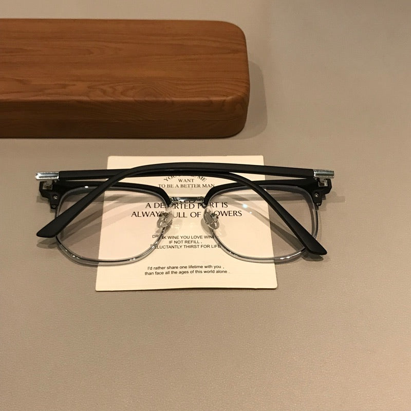Men's Matte Black Browline Eyeglass Frames front view