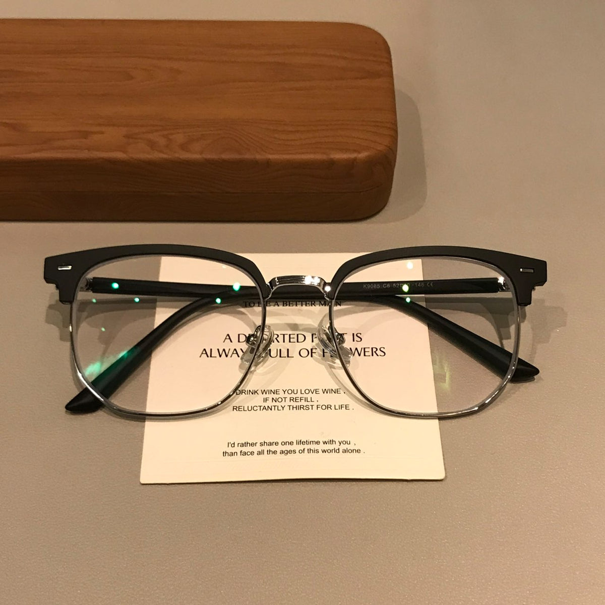 Men's Matte Black Browline Eyeglass Frames side view