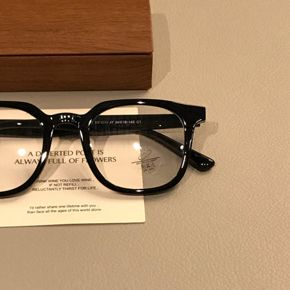 Men's Oversized Square Eyeglass Frames, Matte Black temple detail
