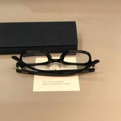 Men's Oversized Square Eyeglass Frames, Matte Black frame detail